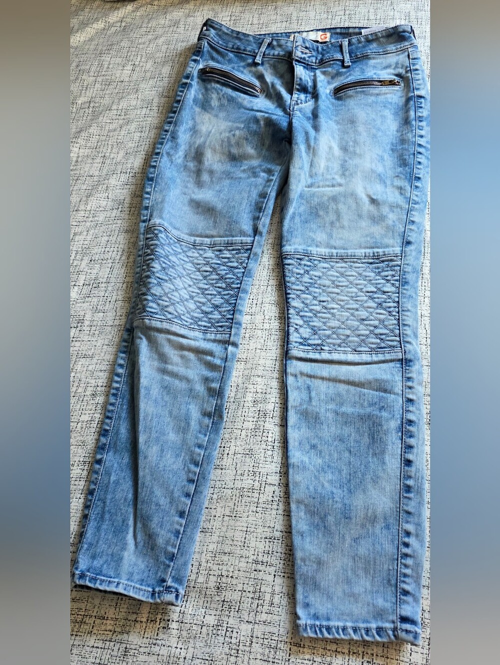 G by GUESS Light Wash Biker Moto Skinny Jeans Size 28 EUC